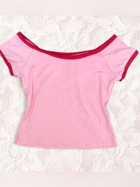 pink off the shoulder